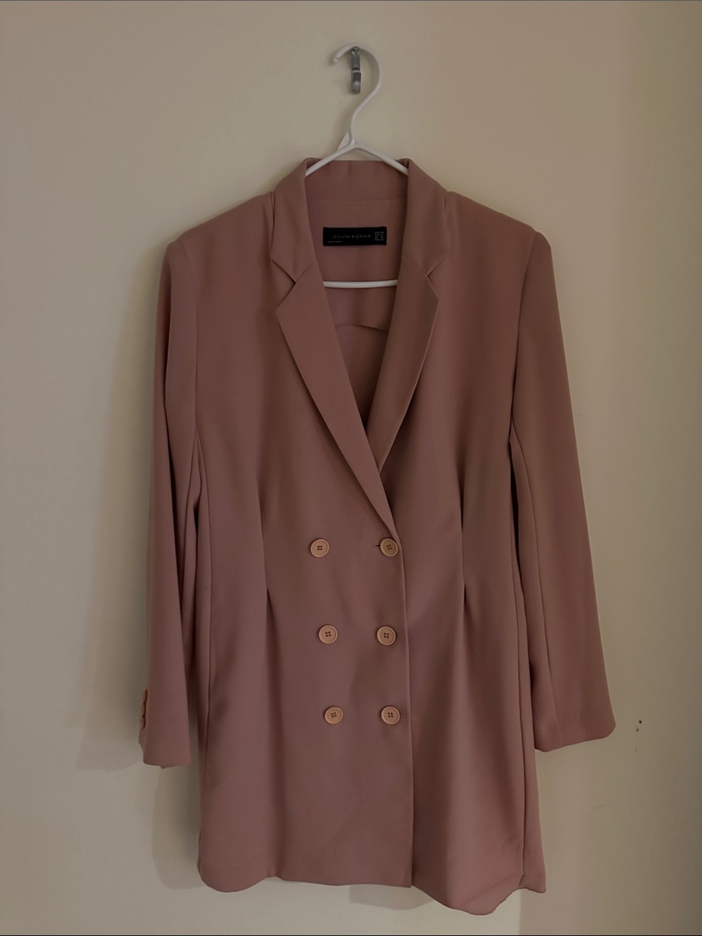 Double-Breasted Blush Pink Women's Blazer Jacket